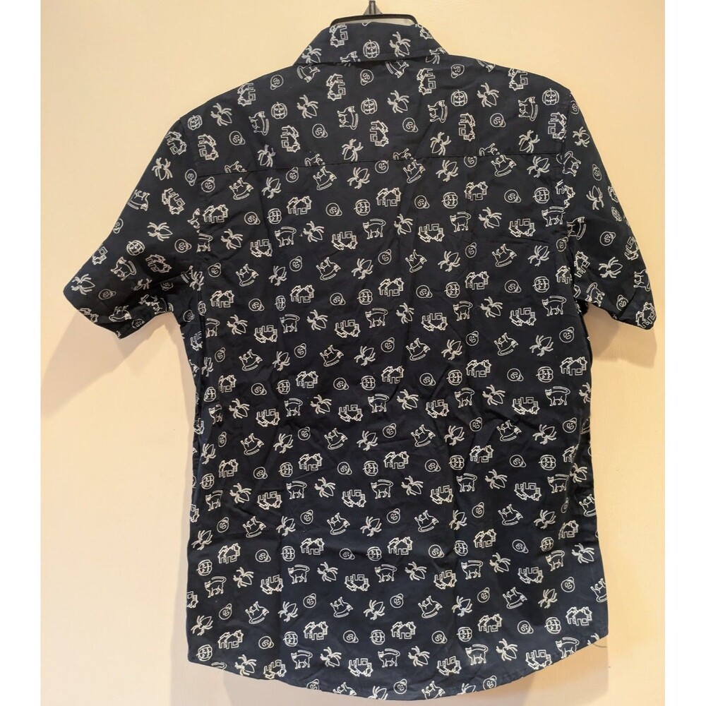 Monument Men's Halloween Shirt Navy Blue Button Up Medium NWT - Picture 2 of 8